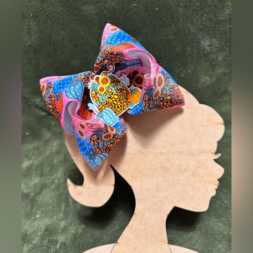 Hello Fall cheetah Bow